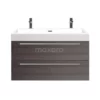 Canto Badkamermeubel Met Wastafel | 100 Cm Donkerbruin Essen Front Mineraalmarmer 2 Lades Onder Elkaar
