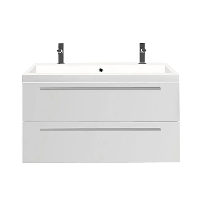 Badkamer Verkoopwinkel 29 Badkamer Verkoopwinkel -Badkamer Verkoopwinkel canto badkamermeubel met wastafel 100 cm hoogglans wit front mineraalmarmer 2 lades onder elkaar f02 100020402 5