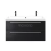 Canto Badkamermeubel Met Wastafel | 100 Cm Mat Zwart Front Mineraalmarmer 2 Lades Onder Elkaar