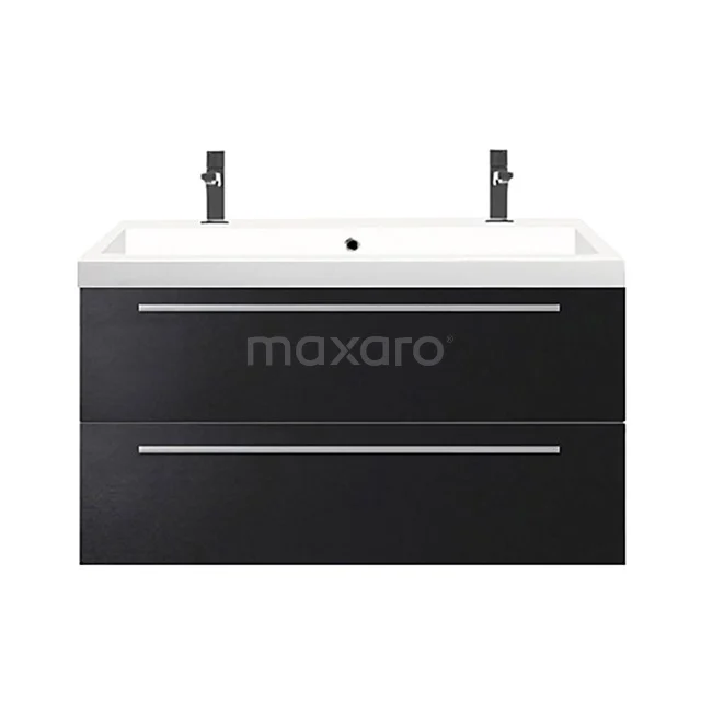 Canto Badkamermeubel Met Wastafel | 100 Cm Mat Zwart Front Mineraalmarmer 2 Lades Onder Elkaar 1 Canto Badkamermeubel Met Wastafel | 100 Cm Mat Zwart Front Mineraalmarmer 2 Lades Onder Elkaar