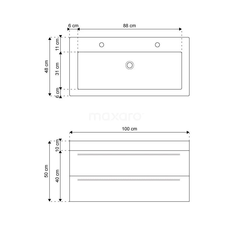 Canto Badkamermeubel Met Wastafel | 100 Cm Mat Zwart Front Mineraalmarmer 2 Lage Lades Onder Elkaar 6 Canto Badkamermeubel Met Wastafel | 100 Cm Mat Zwart Front Mineraalmarmer 2 Lage Lades Onder Elkaar - Afbeelding 6