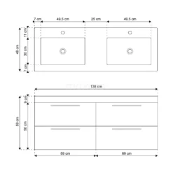 Canto Badkamermeubel Met Wastafel | 138 Cm Hoogglans Wit Front Mineraalmarmer 4 Lades -Badkamer Verkoopwinkel canto badkamermeubel met wastafel 138 cm hoogglans wit front mineraalmarmer 4 lades f02 138020404 3