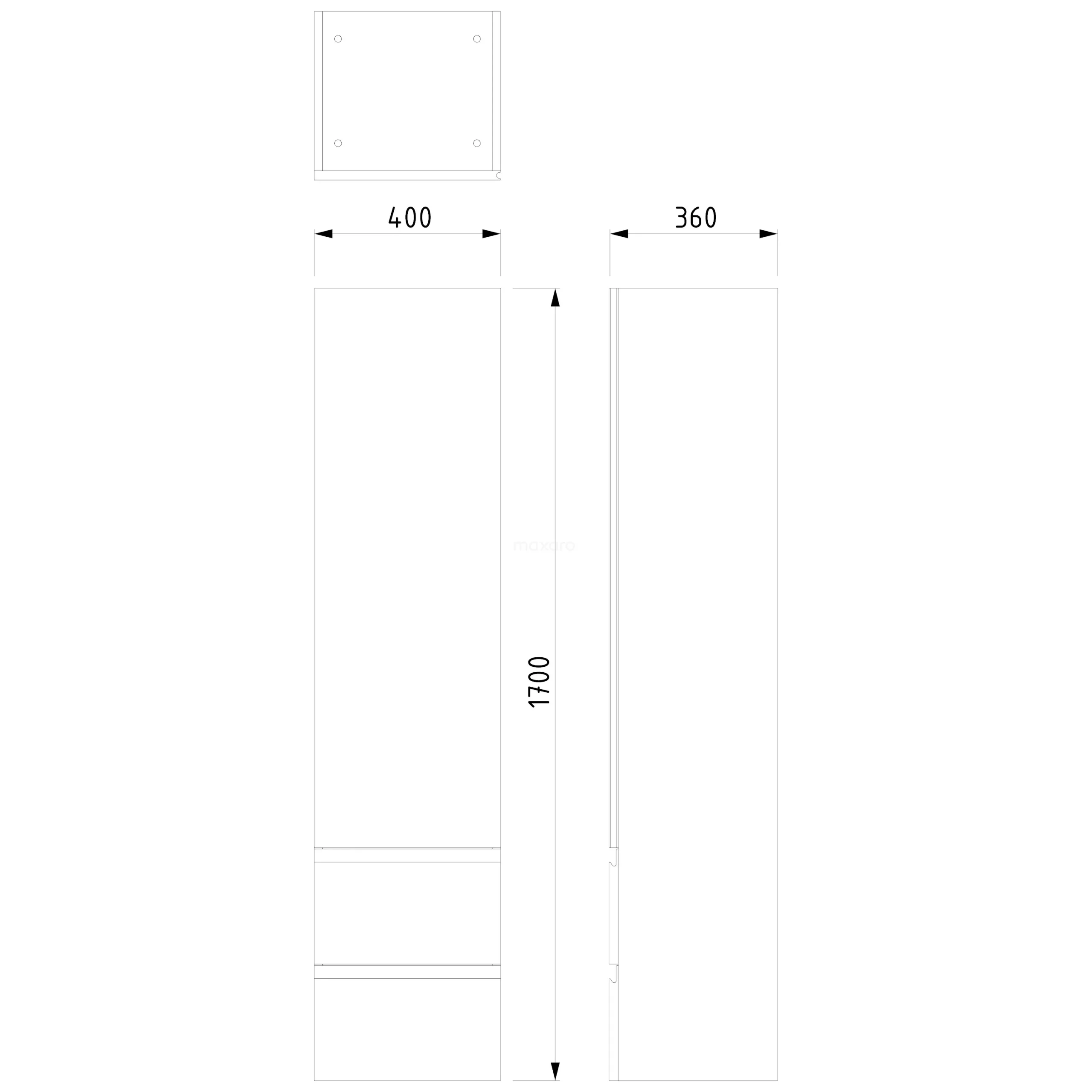 Lungo Badkamerkast | 170 Cm Mat Zwart Greeploos Front 3 Vakken + 2 Lades 2 Lungo Badkamerkast | 170 Cm Mat Zwart Greeploos Front 3 Vakken + 2 Lades - Afbeelding 2