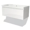 Modulo Badkamermeubel Met Wastafel | 100 Cm Hoogglans Wit Greeploos Front Mineraalmarmer 1 Lade