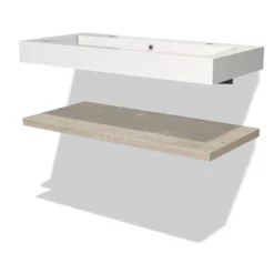 Modulo Badkamermeubel Met Wastafel | 100 Cm Lichtgrijs Eiken Front Mineraalmarmer Wastafel Met Blad