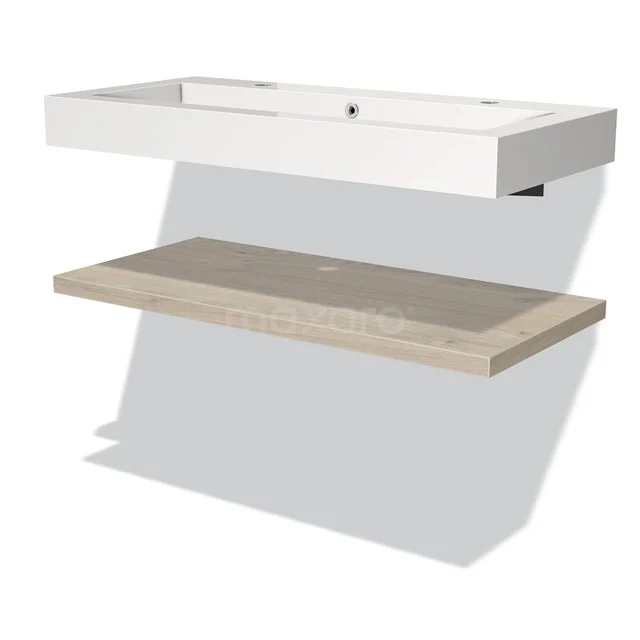 Modulo Badkamermeubel Met Wastafel | 100 Cm Lichtgrijs Eiken Front Mineraalmarmer Wastafel Met Blad 1 Modulo Badkamermeubel Met Wastafel | 100 Cm Lichtgrijs Eiken Front Mineraalmarmer Wastafel Met Blad