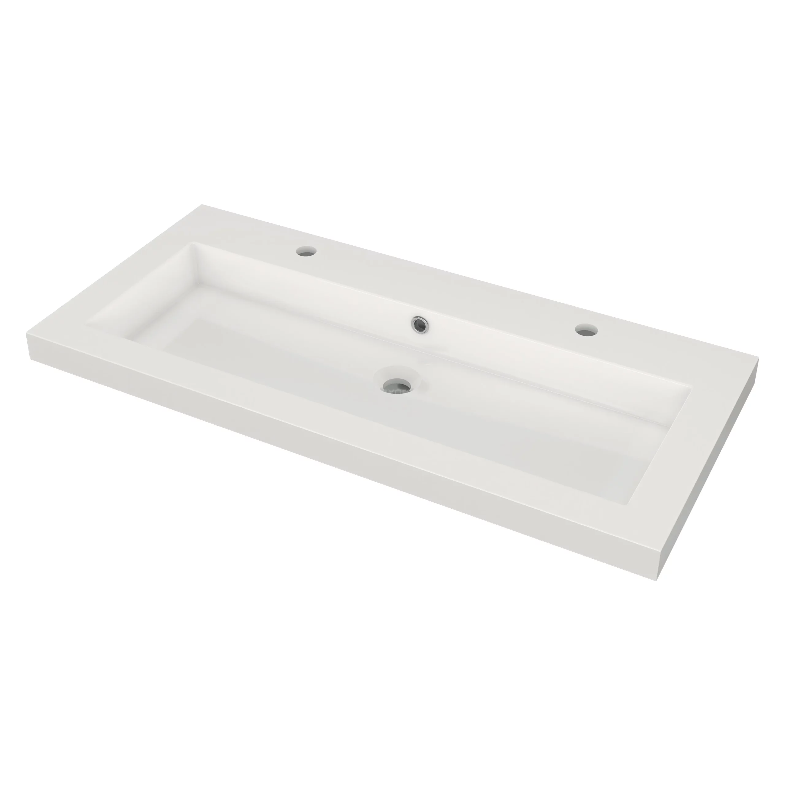 Modulo Badkamermeubel Met Wastafel | 100 Cm Lichtgrijs Eiken Vlak Front Mineraalmarmer 2 Hoge Lades Onder Elkaar 2 Modulo Badkamermeubel Met Wastafel | 100 Cm Lichtgrijs Eiken Vlak Front Mineraalmarmer 2 Hoge Lades Onder Elkaar - Afbeelding 2