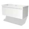 Modulo Badkamermeubel Met Wastafel | 100 Cm Mat Wit Greeploos Front Mineraalmarmer 1 Lade