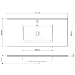 Modulo Badkamermeubel Met Wastafel | 100 Cm Mat Wit Lamel Front Keramiek 1 Lade -Badkamer Verkoopwinkel modulo badkamermeubel met wastafel 100 cm mat wit lamel front keramiek 1 lade bmw11 00256 5