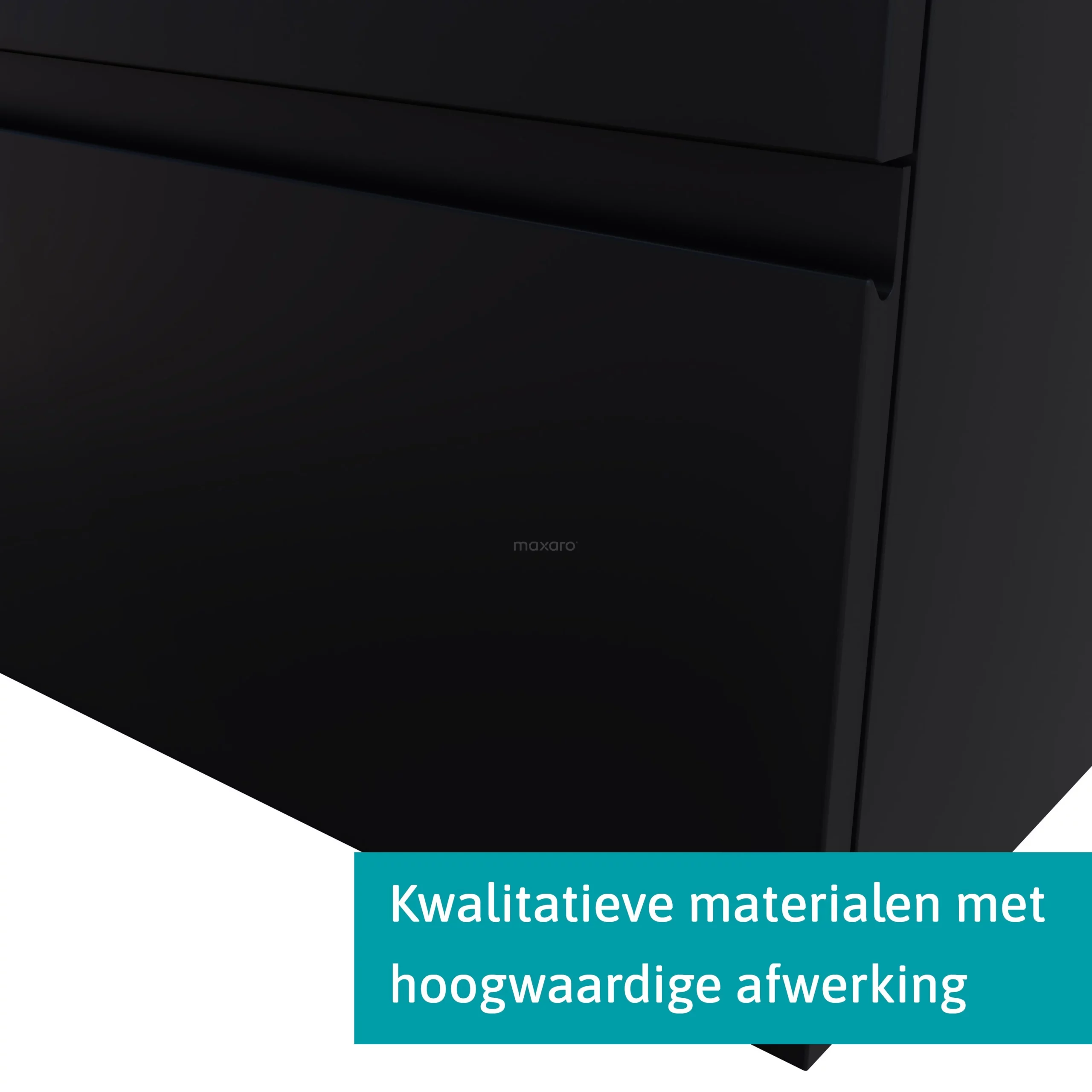 Modulo Badkamermeubel Met Wastafel | 100 Cm Mat Zwart Greeploos Front Keramiek 2 Lades Onder Elkaar 4 Modulo Badkamermeubel Met Wastafel | 100 Cm Mat Zwart Greeploos Front Keramiek 2 Lades Onder Elkaar - Afbeelding 4