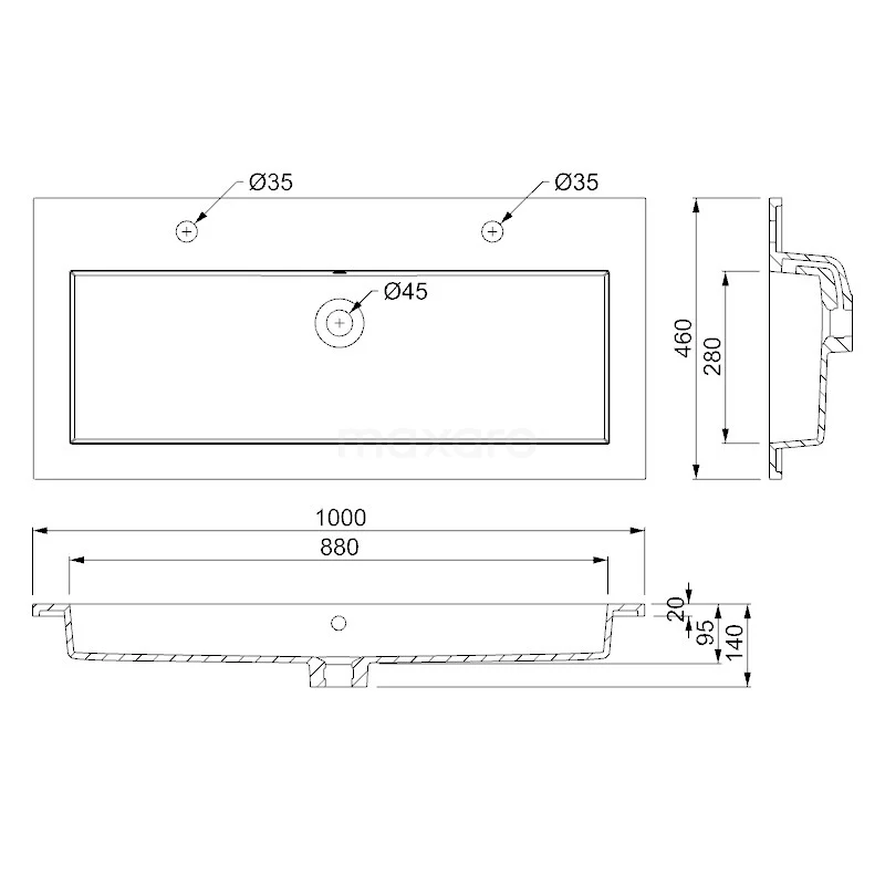 Modulo Badkamermeubel Met Wastafel | 100 Cm Middengrijs Greeploos Front Mineraalmarmer 2 Lades Onder Elkaar 6 Modulo Badkamermeubel Met Wastafel | 100 Cm Middengrijs Greeploos Front Mineraalmarmer 2 Lades Onder Elkaar - Afbeelding 6
