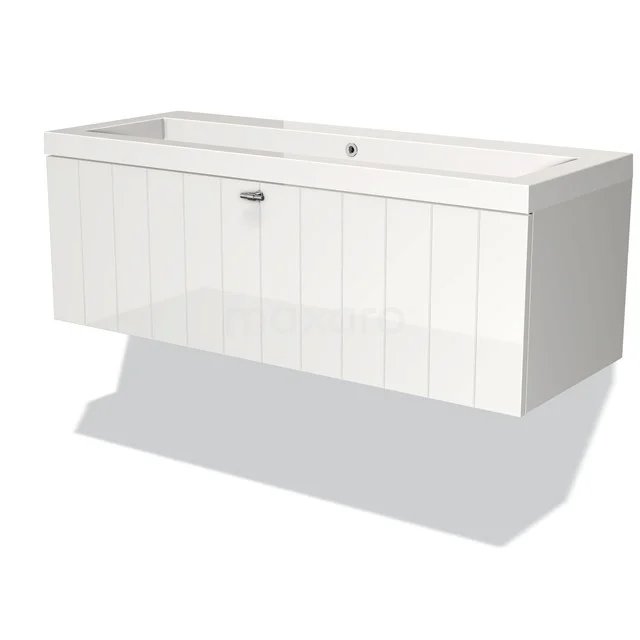 Modulo Badkamermeubel Met Wastafel | 120 Cm Hoogglans Wit Lamel Front Mineraalmarmer 1 Lade 1 Modulo Badkamermeubel Met Wastafel | 120 Cm Hoogglans Wit Lamel Front Mineraalmarmer 1 Lade