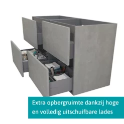 Modulo Badkamermeubel Met Wastafel | 120 Cm Lichtgrijs Beton Vlak Front Mineraalmarmer 4 Lades -Badkamer Verkoopwinkel modulo badkamermeubel met wastafel 120 cm lichtgrijs beton vlak front mineraalmarmer 4 lades bmw18 00239 1