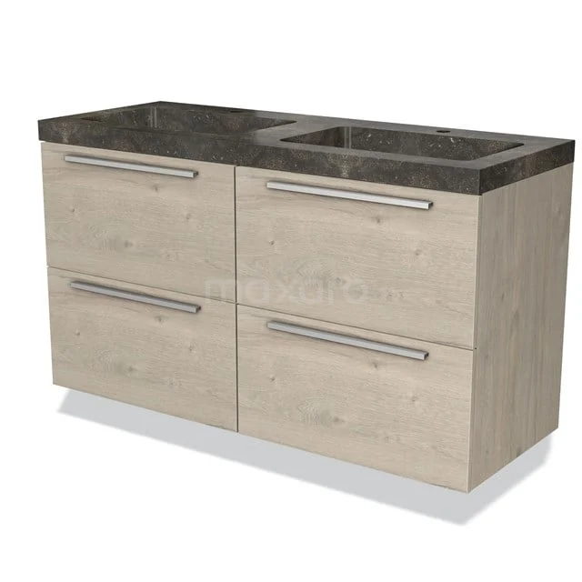 Modulo Badkamermeubel Met Wastafel | 120 Cm Lichtgrijs Eiken Vlak Front Natuursteen 4 Lades 1 Modulo Badkamermeubel Met Wastafel | 120 Cm Lichtgrijs Eiken Vlak Front Natuursteen 4 Lades