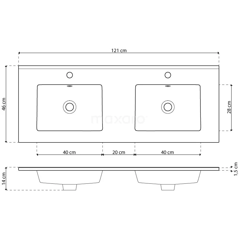 Modulo Badkamermeubel Met Wastafel | 120 Cm Mat Wit Greeploos Front Keramiek 2 Lades Onder Elkaar 6 Modulo Badkamermeubel Met Wastafel | 120 Cm Mat Wit Greeploos Front Keramiek 2 Lades Onder Elkaar - Afbeelding 6