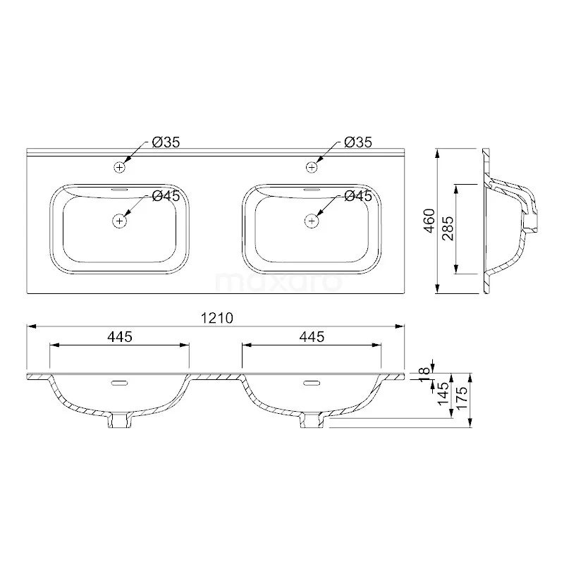 Modulo Badkamermeubel Met Wastafel | 120 Cm Mat Wit Greeploos Front Keramiek 3 Lades 4 Modulo Badkamermeubel Met Wastafel | 120 Cm Mat Wit Greeploos Front Keramiek 3 Lades - Afbeelding 4