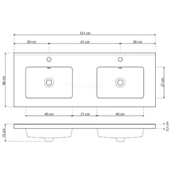 Modulo Badkamermeubel Met Wastafel | 120 Cm Mat Wit Vlak Front Keramiek 2 Lades Onder Elkaar -Badkamer Verkoopwinkel modulo badkamermeubel met wastafel 120 cm mat wit vlak front keramiek 2 lades onder elkaar bmw17 01505 5