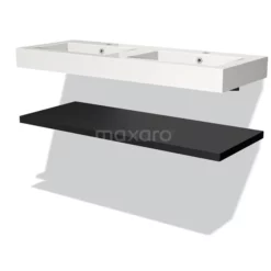 Badkamer Verkoopwinkel 42 Modulo Badkamermeubel Met Wastafel | 120 Cm Mat Zwart Front Mineraalmarmer Wastafel Met Blad