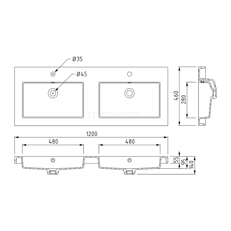 Modulo Badkamermeubel Met Wastafel | 120 Cm Mat Zwart Greeploos Front Mineraalmarmer 4 Hoge Lades Staand 5 Modulo Badkamermeubel Met Wastafel | 120 Cm Mat Zwart Greeploos Front Mineraalmarmer 4 Hoge Lades Staand - Afbeelding 5