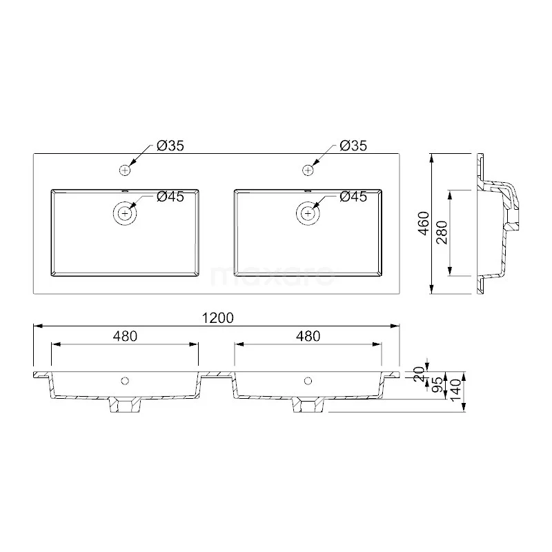 Modulo Badkamermeubel Met Wastafel | 120 Cm Taupe Greeploos Front Mineraalmarmer 2 Lades Onder Elkaar 5 Modulo Badkamermeubel Met Wastafel | 120 Cm Taupe Greeploos Front Mineraalmarmer 2 Lades Onder Elkaar - Afbeelding 5
