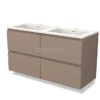 Modulo Badkamermeubel Met Wastafel | 120 Cm Taupe Greeploos Front Solid Surface 4 Lades