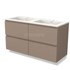 Badkamer Verkoopwinkel 38 Modulo Badkamermeubel Met Wastafel | 120 Cm Taupe Greeploos Front Solid Surface 4 Lades
