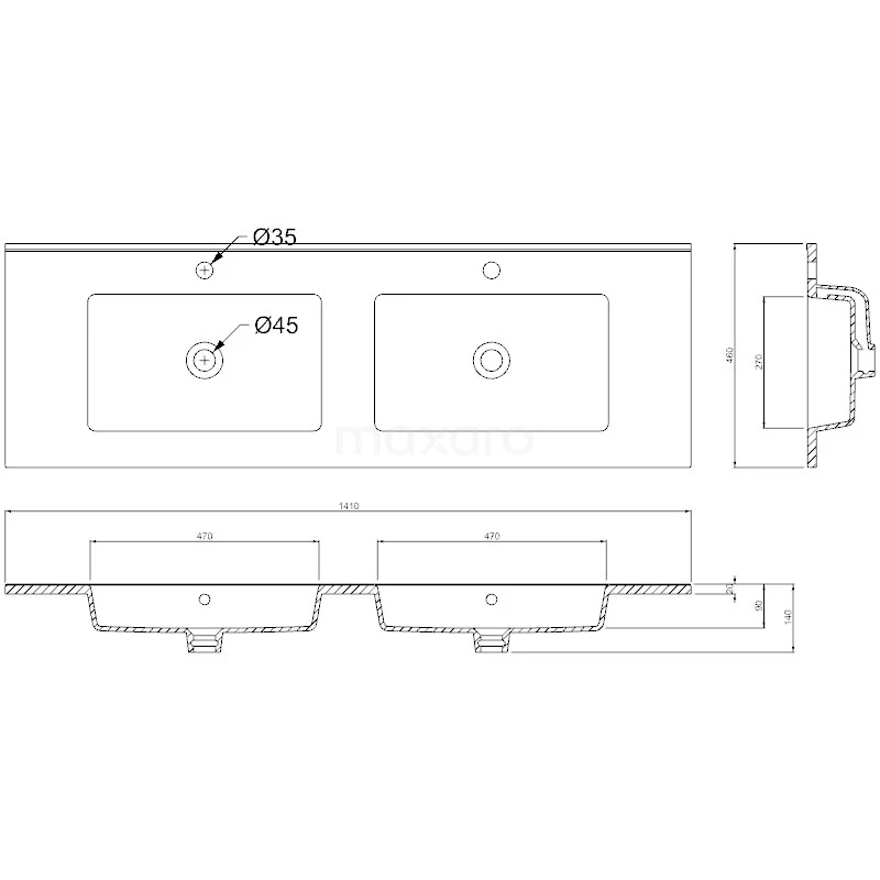 Modulo Badkamermeubel Met Wastafel | 140 Cm Eiken Vlak Front Keramiek 4 Lades 6 Modulo Badkamermeubel Met Wastafel | 140 Cm Eiken Vlak Front Keramiek 4 Lades - Afbeelding 6