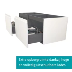 Modulo Badkamermeubel Met Wastafel | 140 Cm Mat Wit Greeploos Front Mineraalmarmer 2 Lades Naast Elkaar -Badkamer Verkoopwinkel modulo badkamermeubel met wastafel 140 cm mat wit greeploos front mineraalmarmer 2 lades naast elkaar bmw12 00461 1