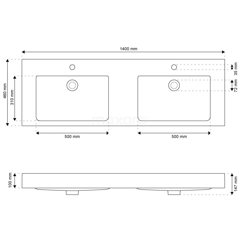 Modulo Badkamermeubel Met Wastafel | 140 Cm Middenbruin Eiken Kader Front Mineraalmarmer 4 Lades 6 Modulo Badkamermeubel Met Wastafel | 140 Cm Middenbruin Eiken Kader Front Mineraalmarmer 4 Lades - Afbeelding 6