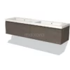 Modulo Badkamermeubel Met Wastafel | 180 Cm Donkerbruin Eiken Greeploos Front Mineraalmarmer 2 Lades Naast Elkaar