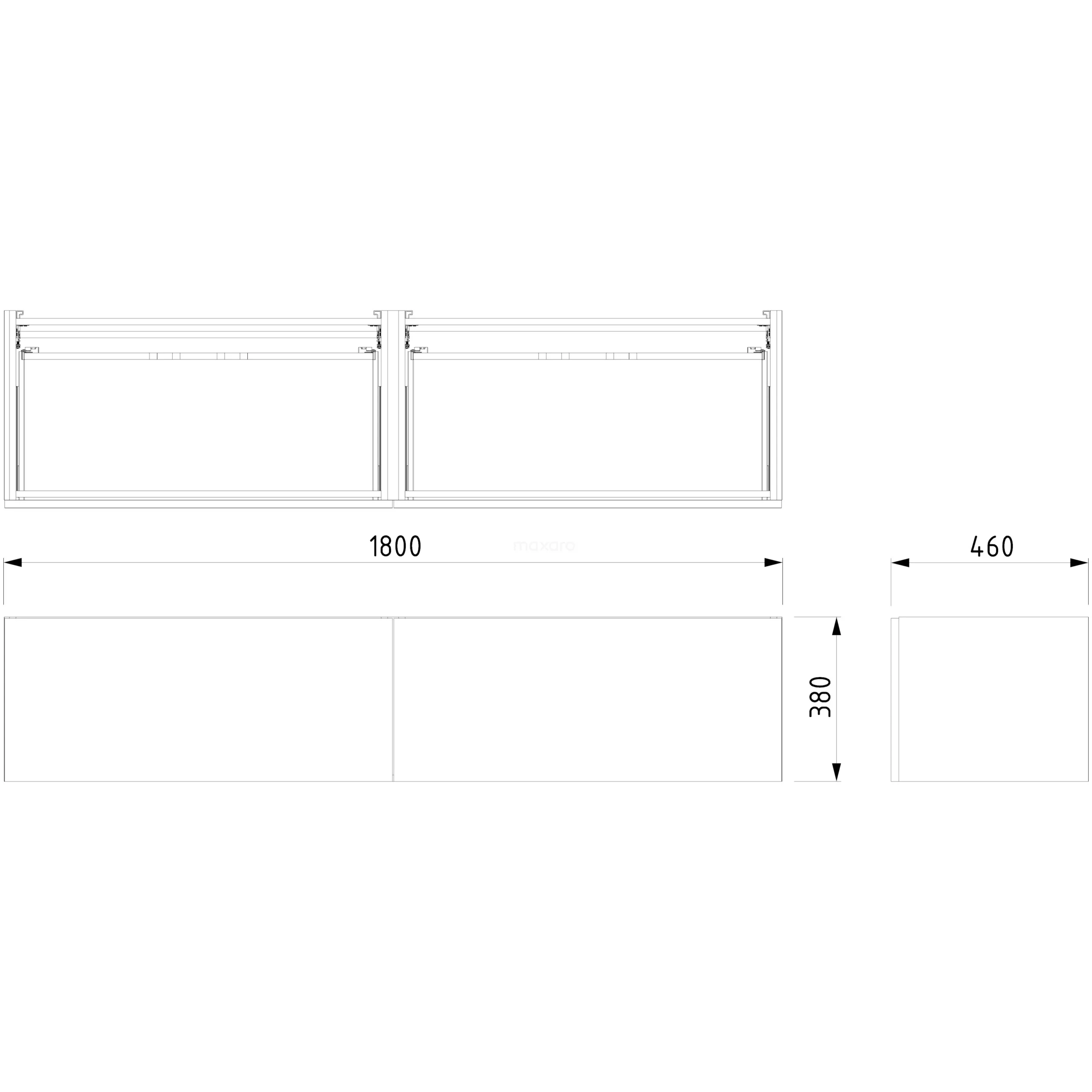 Modulo Badkamermeubel Met Wastafel | 180 Cm Middenbruin Eiken Greeploos Front Mineraalmarmer 2 Lades Naast Elkaar 5 Modulo Badkamermeubel Met Wastafel | 180 Cm Middenbruin Eiken Greeploos Front Mineraalmarmer 2 Lades Naast Elkaar - Afbeelding 5