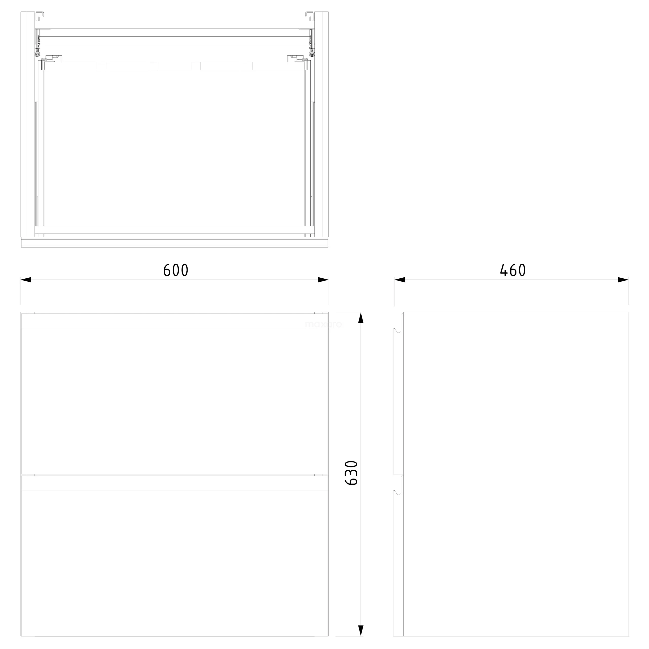 Modulo Badkamermeubel Met Wastafel | 60 Cm Donkergrijs Greeploos Front Solid Surface 2 Lades Onder Elkaar 5 Modulo Badkamermeubel Met Wastafel | 60 Cm Donkergrijs Greeploos Front Solid Surface 2 Lades Onder Elkaar - Afbeelding 5
