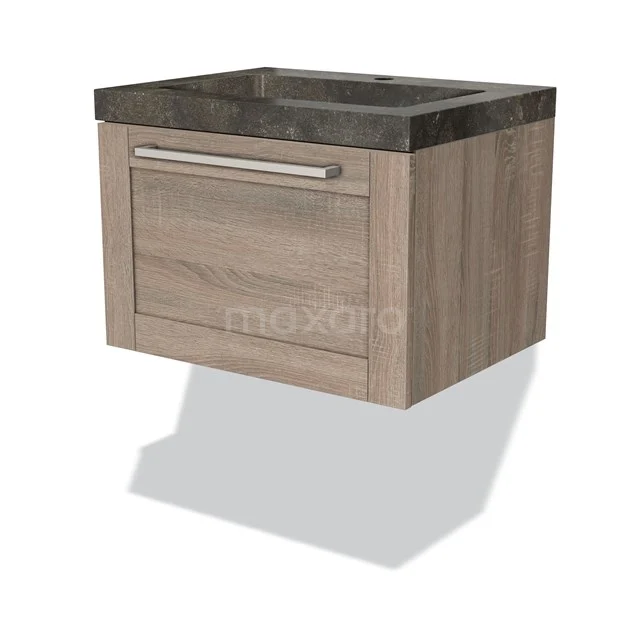 Modulo Badkamermeubel Met Wastafel | 60 Cm Eiken Kader Front Natuursteen 1 Lade 1 Modulo Badkamermeubel Met Wastafel | 60 Cm Eiken Kader Front Natuursteen 1 Lade