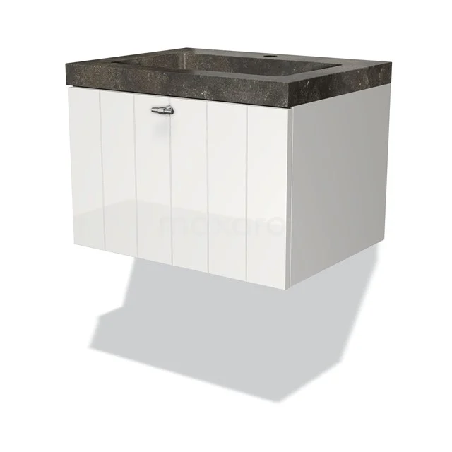 Modulo Badkamermeubel Met Wastafel | 60 Cm Hoogglans Wit Lamel Front Natuursteen 1 Lade 1 Modulo Badkamermeubel Met Wastafel | 60 Cm Hoogglans Wit Lamel Front Natuursteen 1 Lade