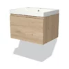 Modulo Badkamermeubel Met Wastafel | 60 Cm Lichtbruin Eiken Greeploos Front Keramiek 1 Lade