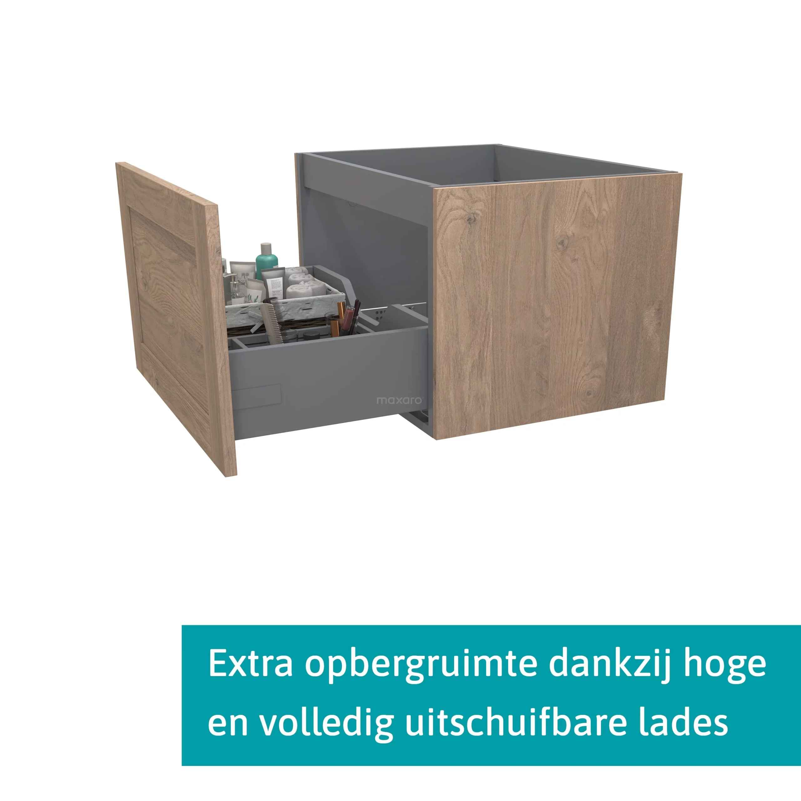 Modulo Badkamermeubel Met Wastafel | 60 Cm Middenbruin Eiken Kader Front Natuursteen 1 Lade 2 Modulo Badkamermeubel Met Wastafel | 60 Cm Middenbruin Eiken Kader Front Natuursteen 1 Lade - Afbeelding 2