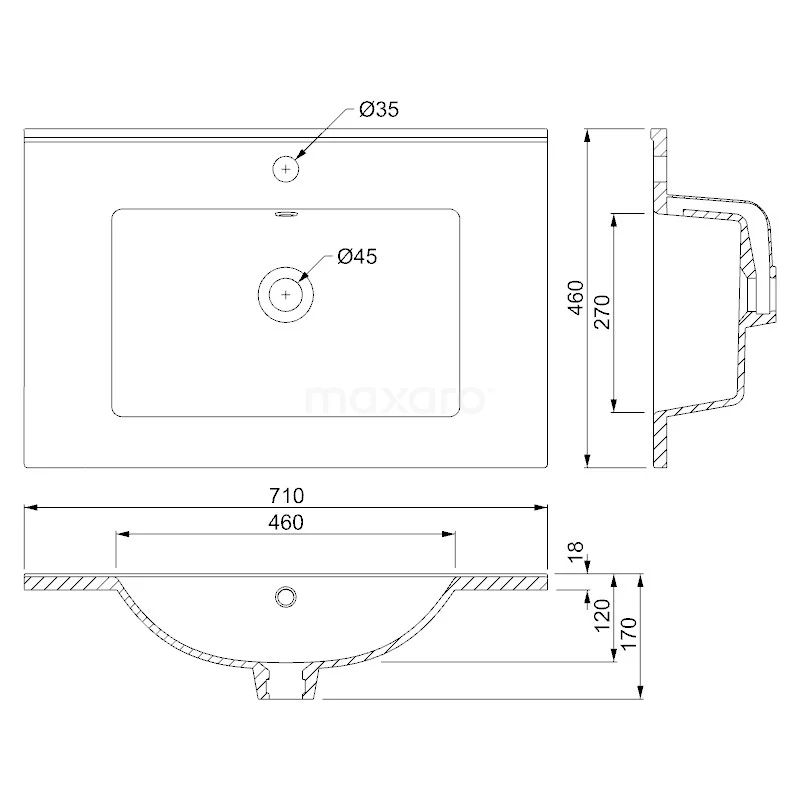 Modulo Badkamermeubel Met Wastafel | 70 Cm Grijs Eiken Vlak Front Keramiek 2 Lades Onder Elkaar 6 Modulo Badkamermeubel Met Wastafel | 70 Cm Grijs Eiken Vlak Front Keramiek 2 Lades Onder Elkaar - Afbeelding 6