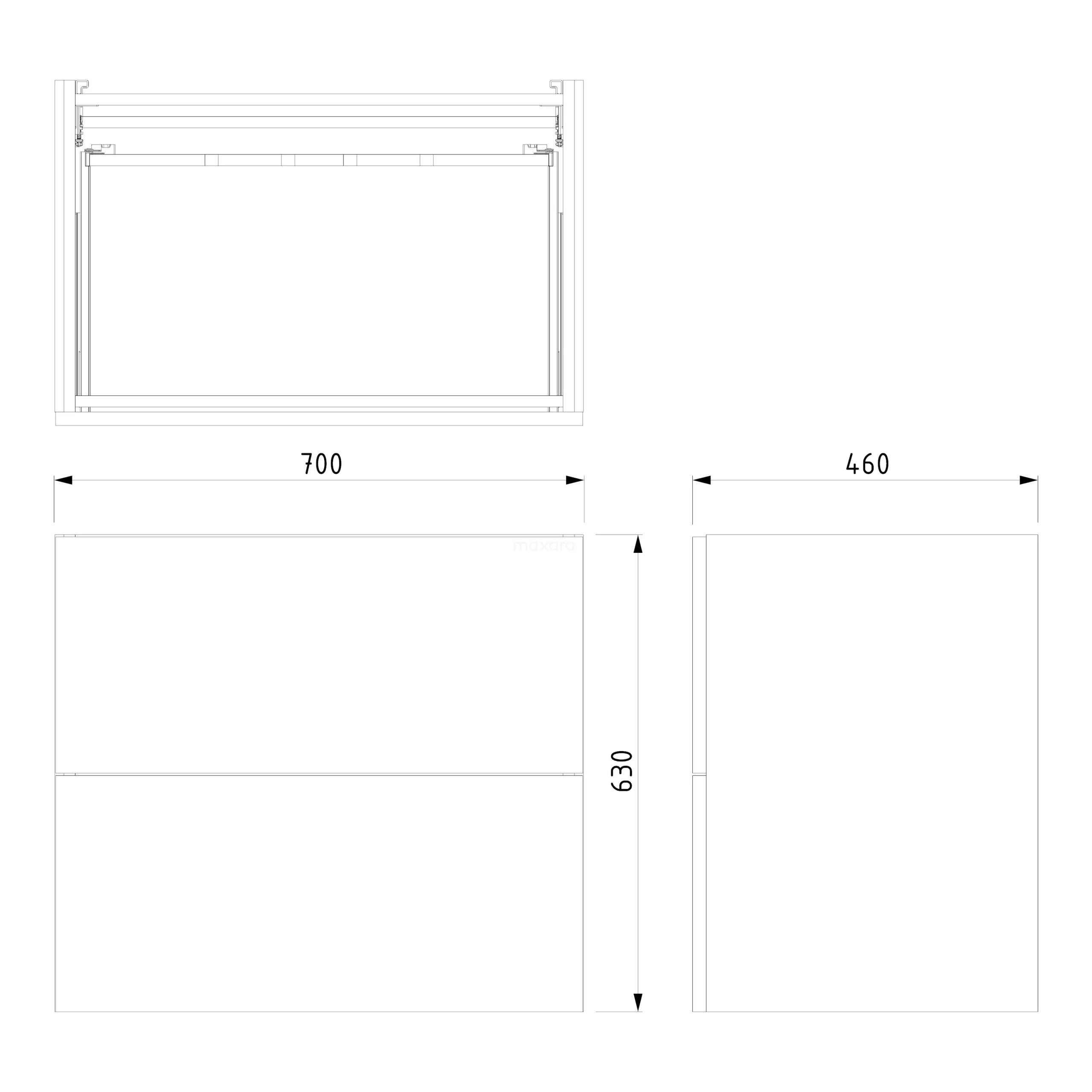 Modulo Badkamermeubel Met Wastafel | 70 Cm Grijs Eiken Vlak Front Keramiek 2 Lades Onder Elkaar 7 Modulo Badkamermeubel Met Wastafel | 70 Cm Grijs Eiken Vlak Front Keramiek 2 Lades Onder Elkaar - Afbeelding 7