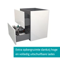 Modulo Badkamermeubel Met Wastafel | 70 Cm Hoogglans Wit Vlak Front Keramiek 2 Lades Onder Elkaar -Badkamer Verkoopwinkel modulo badkamermeubel met wastafel 70 cm hoogglans wit vlak front keramiek 2 lades onder elkaar bmw17 01862 1