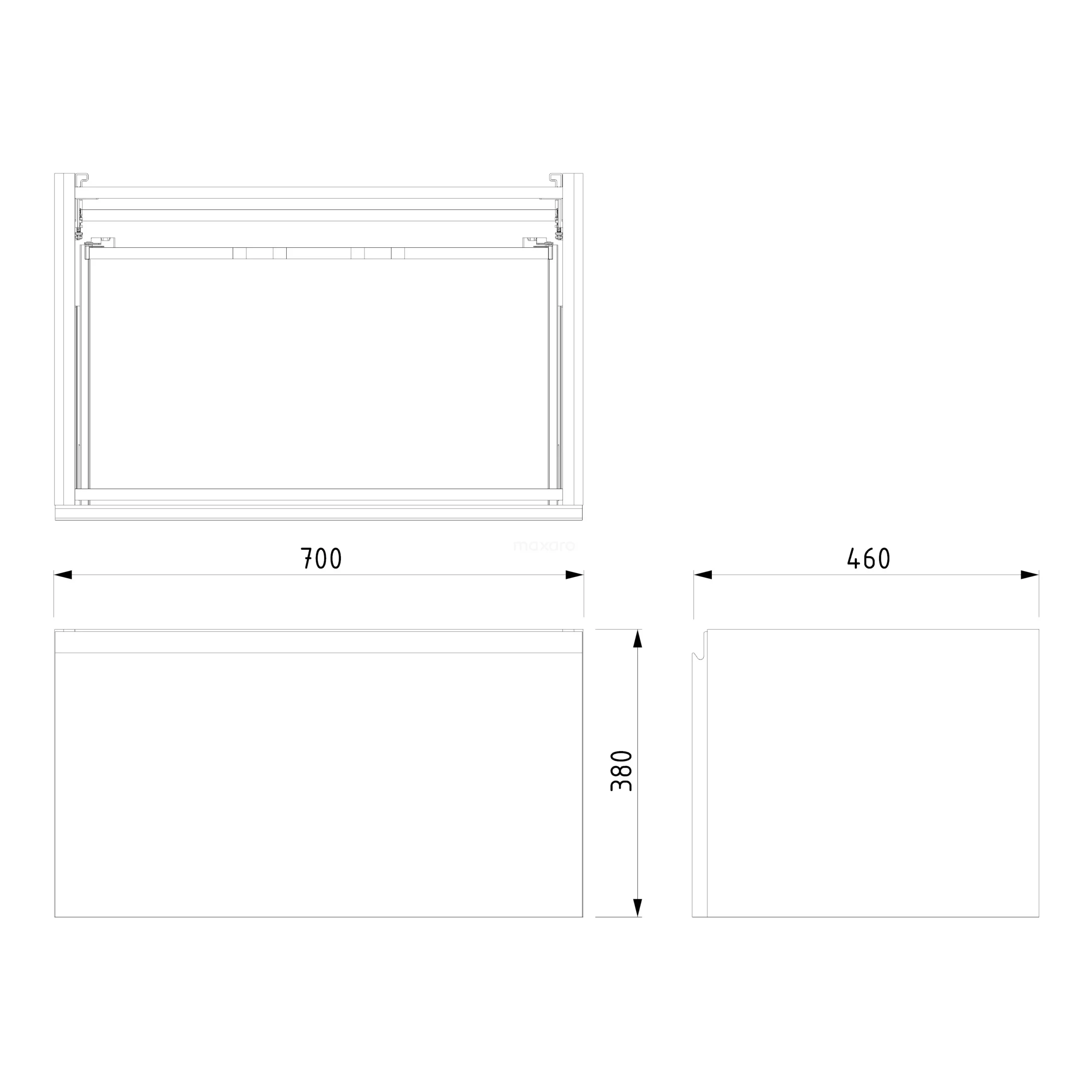 Modulo Badkamermeubel Met Wastafel | 70 Cm Hoogglans Zwart Greeploos Front Keramiek 1 Lade 7 Modulo Badkamermeubel Met Wastafel | 70 Cm Hoogglans Zwart Greeploos Front Keramiek 1 Lade - Afbeelding 7