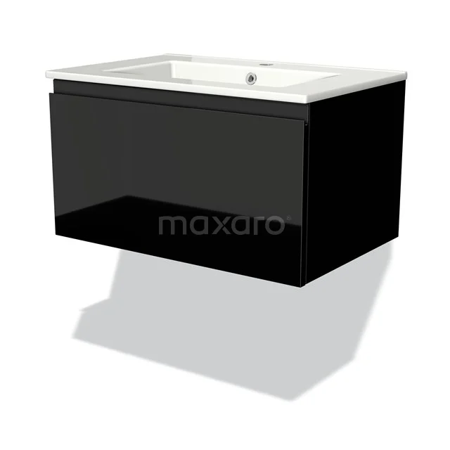 Modulo Badkamermeubel Met Wastafel | 70 Cm Hoogglans Zwart Greeploos Front Keramiek 1 Lade 1 Modulo Badkamermeubel Met Wastafel | 70 Cm Hoogglans Zwart Greeploos Front Keramiek 1 Lade