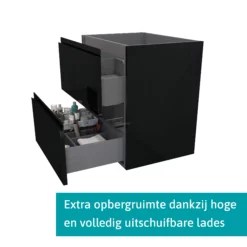 Badkamer Verkoopwinkel -Badkamer Verkoopwinkel modulo badkamermeubel met wastafel 70 cm hoogglans zwart greeploos front keramiek 2 lades onder elkaar bmw17 01929 1