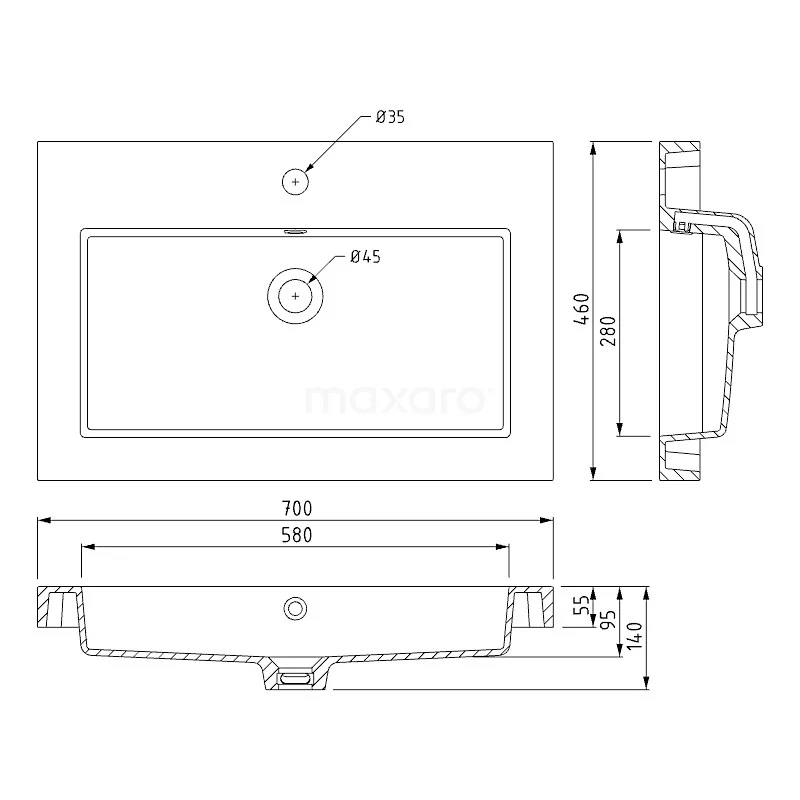 Modulo Badkamermeubel Met Wastafel | 70 Cm Lichtgrijs Eiken Vlak Front Mineraalmarmer 1 Lade 6 Modulo Badkamermeubel Met Wastafel | 70 Cm Lichtgrijs Eiken Vlak Front Mineraalmarmer 1 Lade - Afbeelding 6
