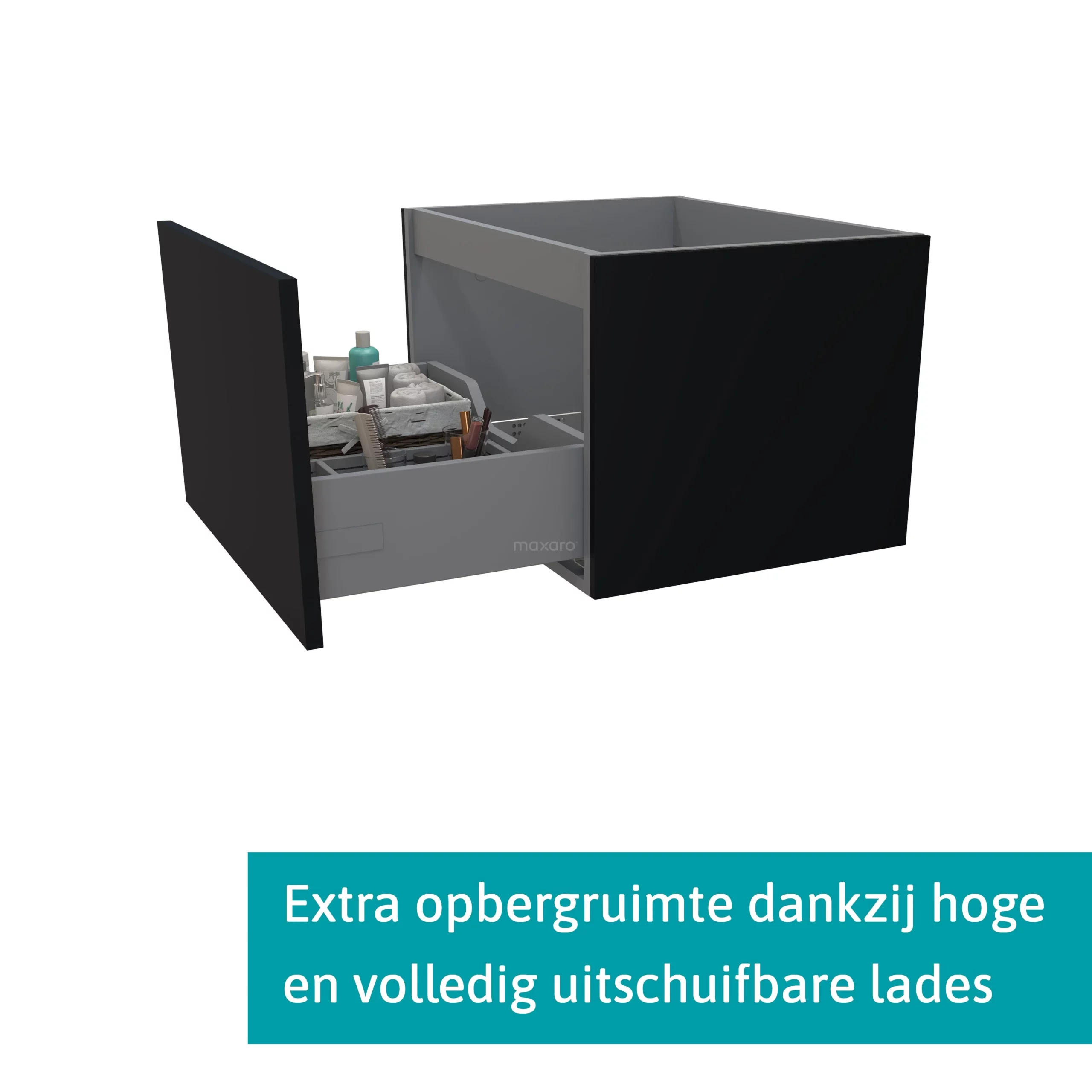 Modulo Badkamermeubel Met Wastafel | 70 Cm Mat Zwart Vlak Front Keramiek 1 Lade 2 Modulo Badkamermeubel Met Wastafel | 70 Cm Mat Zwart Vlak Front Keramiek 1 Lade - Afbeelding 2