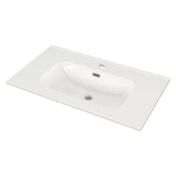 Modulo Badkamermeubel Met Wastafel | 80 Cm Eiken Greeploos Front Keramiek 2 Lades Onder Elkaar -Badkamer Verkoopwinkel modulo badkamermeubel met wastafel 80 cm eiken greeploos front keramiek 2 lades onder elkaar bmw17 04433 1