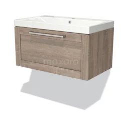 Modulo Badkamermeubel Met Wastafel | 80 Cm Eiken Kader Front Keramiek 1 Lade