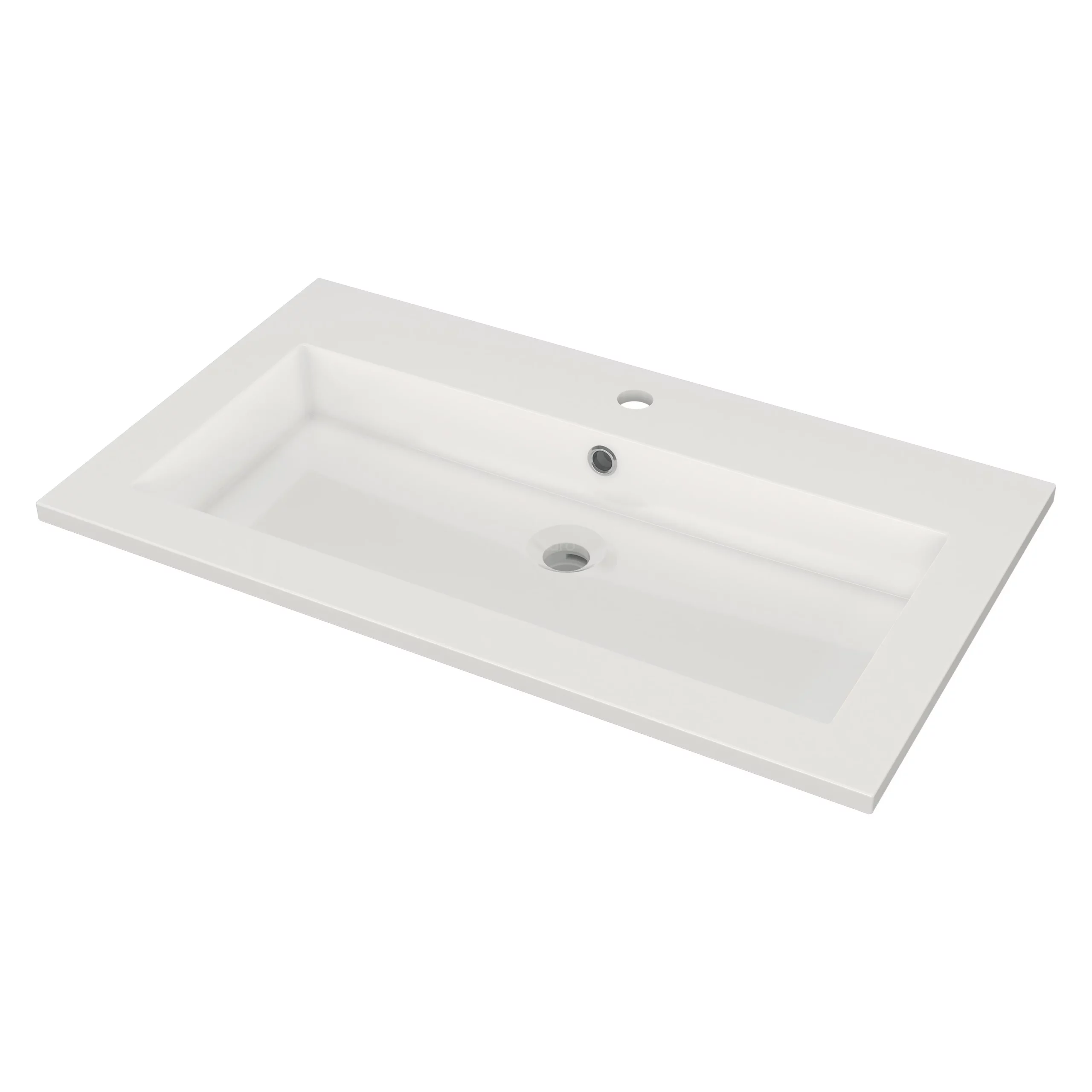 Modulo Badkamermeubel Met Wastafel | 80 Cm Eiken Vlak Front Mineraalmarmer 2 Lades Onder Elkaar 3 Modulo Badkamermeubel Met Wastafel | 80 Cm Eiken Vlak Front Mineraalmarmer 2 Lades Onder Elkaar - Afbeelding 3