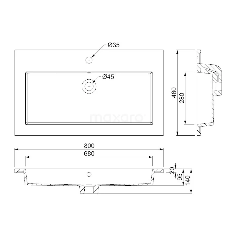 Modulo Badkamermeubel Met Wastafel | 80 Cm Eiken Vlak Front Mineraalmarmer 2 Lades Onder Elkaar 6 Modulo Badkamermeubel Met Wastafel | 80 Cm Eiken Vlak Front Mineraalmarmer 2 Lades Onder Elkaar - Afbeelding 6