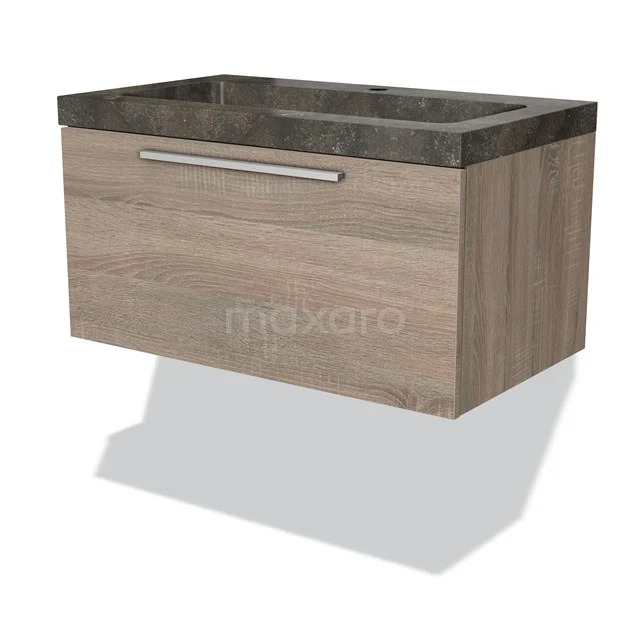 Modulo Badkamermeubel Met Wastafel | 80 Cm Eiken Vlak Front Natuursteen 1 Lade 1 Modulo Badkamermeubel Met Wastafel | 80 Cm Eiken Vlak Front Natuursteen 1 Lade