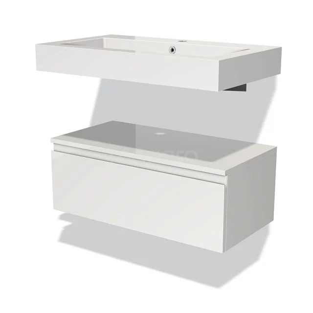Modulo Badkamermeubel Met Wastafel | 80 Cm Hoogglans Wit Greeploos Front Mineraalmarmer Laag Zwevend 1 Modulo Badkamermeubel Met Wastafel | 80 Cm Hoogglans Wit Greeploos Front Mineraalmarmer Laag Zwevend